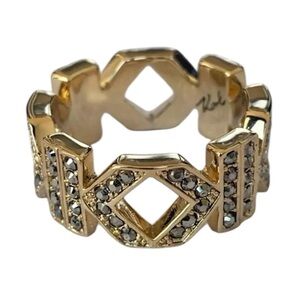 Karl Lagerfeld Ring 12 K Gold Plated With Swarovski Crystals